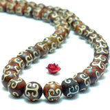 Tibetan Agate Dzi Palindrome Round Beads Gemstone Semi Precious Stone