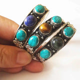 Tibetan Copper Inlay Beads Cuff Bangles BB-049