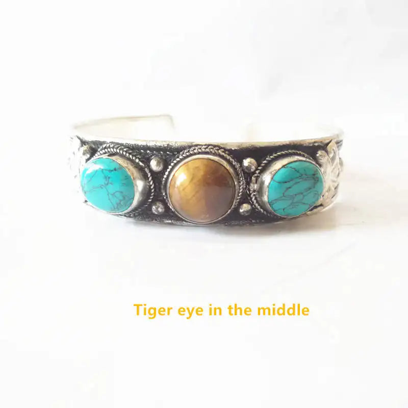 Tibetan Copper Inlay Beads Cuff Bangles BB-049