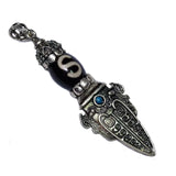 Tibetan Black/White Money Hook Totem Agate Dzi Beads Necklace Pendant