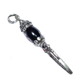 Tibetan Black/White Money Hook Totem Agate Dzi Beads Necklace Pendant