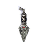 Tibetan Black/White Money Hook Totem Agate Dzi Beads Necklace Pendant