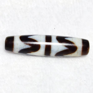 Tibetan Black/White Yellow Amulet Tiger Tooth Totem Agate Dzi Beads Necklace