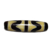Tibetan Black/White Yellow Amulet Tiger Tooth Totem Agate Dzi Beads Necklace