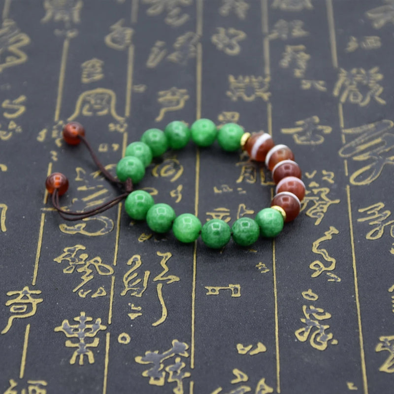 10mm Red/White Agate DZI Beads Weave Female Bracelet