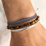 Tibetan Buddha Lucky Knot Rope Bracelet Brown Tiger Eye Beads