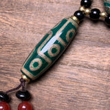 Tibetan Dzi Bead Necklace Agate 9 Eye Pendant Sweater Chain Charms