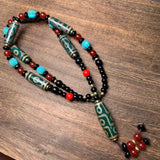 Tibetan Dzi Bead Necklace Agate 9 Eye Pendant Sweater Chain Charms