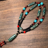 Tibetan Dzi Bead Necklace Agate 9 Eye Pendant Sweater Chain Charms