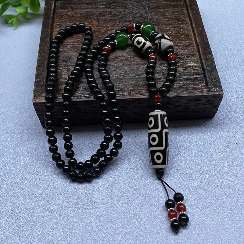 9 Eyes Dzi Bead Pendant Necklace Tibet Fengshui Agate Dzi Beads Amulet