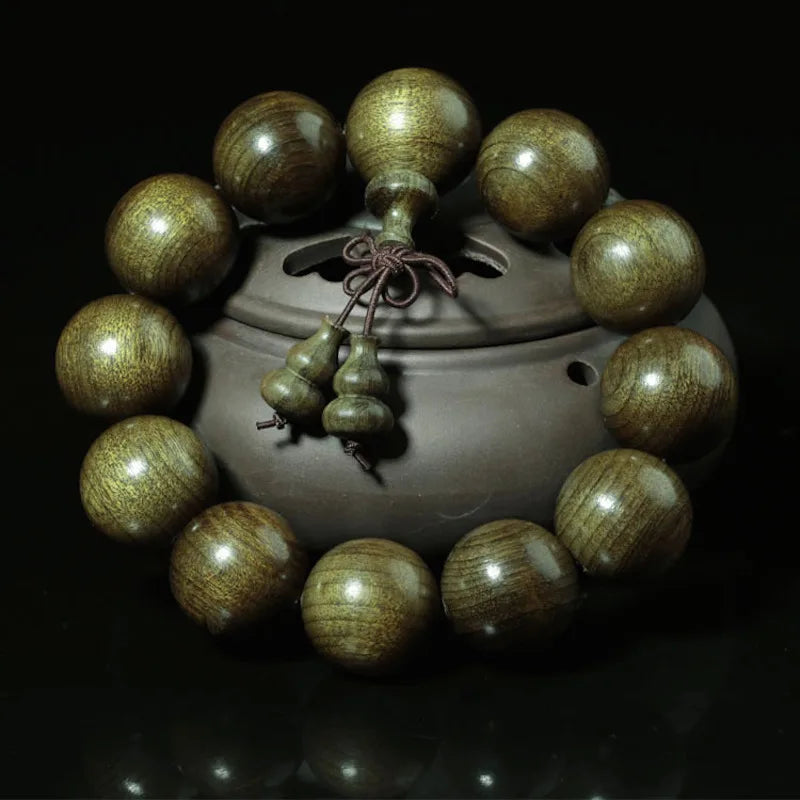 Tibetan Buddhism Green Carbide Wood Bracelet Men Beads Jewelry