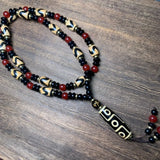 Tibetan 9-Eyed Dzi Bead Pendant Necklace Fengshui Agate Amulet