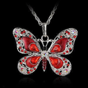 Tibetan Butterfly Necklace Enamel Pendant Vintage Women Jewelry