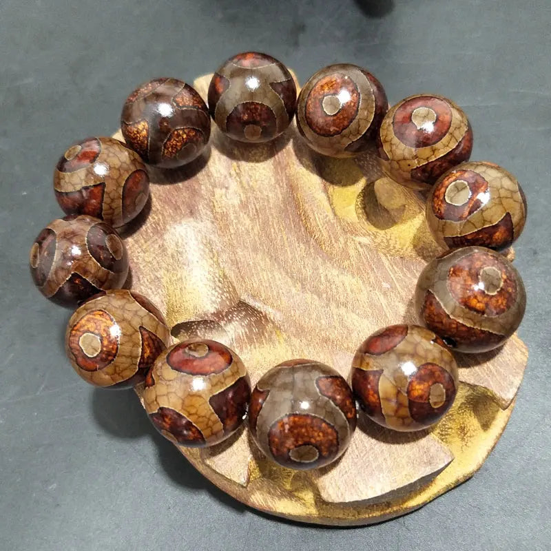 Tibetan Three-eye Buddha Bead Bracelet Natural Agate Jewelry