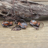 Tibetan Dzi Agates Bottle Antique Copper Hoop Pendants