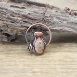 Tibetan Dzi Agates Bottle Antique Copper Hoop Pendants