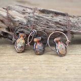 Tibetan Dzi Agates Bottle Antique Copper Hoop Pendants