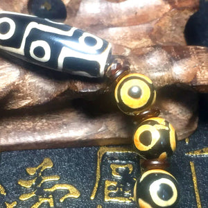 Tibetan Feng Shui 9eyes DZI 10mm 3 eyes Round beads string bracelet