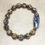 Tibetan Feng Shui 9eyes DZI 10mm 3 eyes Round beads string bracelet