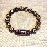 Tibetan Feng Shui 9eyes DZI 10mm 3 eyes Round beads string bracelet