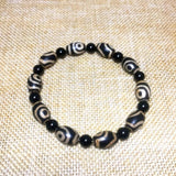 Tibetan Feng Shui DZI 8*12mm Bead Bracelet, 6mm Old Agate, Men Women Jewelry