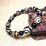 Tibetan Feng Shui DZI 8*12mm Bead Bracelet, 6mm Old Agate, Men Women Jewelry