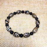 Tibetan Feng Shui DZI 8*12mm Bead Bracelet, 6mm Old Agate, Men Women Jewelry