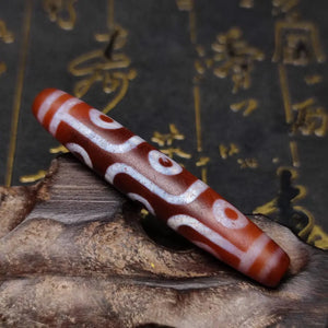Tibetan Fire Offering 9 Eyes Red Agate Dzi Beads Necklace