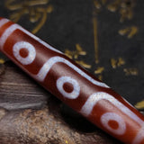 Tibetan Fire Offering 9 Eyes Red Agate Dzi Beads Necklace