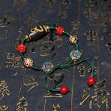 Tibetan Wealth God Agate Dzi Bracelet