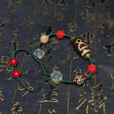 Tibetan Wealth God Agate Dzi Bracelet