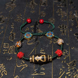 Tibetan Wealth God Agate Dzi Bracelet