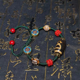 Tibetan Wealth God Agate Dzi Bracelet
