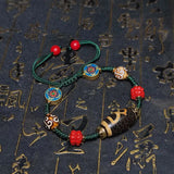 Tibetan Wealth God Agate Dzi Bracelet