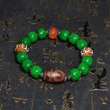 Tibetan Wealth God Totem Dzi Bead Bracelet