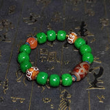 Tibetan Wealth God Totem Dzi Bead Bracelet