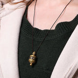 Tibetan Copper Necklace Pendant with Ancient Gold True Words