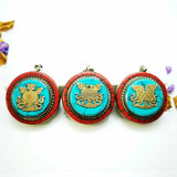 Tibetan Copper Inlay Auspicious Symbols Prayer Box Gau Pendant