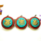 Tibetan Copper Inlay Auspicious Symbols Prayer Box Gau Pendant