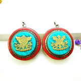 Tibetan Copper Inlay Auspicious Symbols Prayer Box Gau Pendant