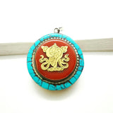 Tibetan Lucky 8 Auspicious Totem Symbols Prayer Box Gau Copper Inlay Pendant