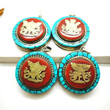 Tibetan Lucky 8 Auspicious Totem Symbols Prayer Box Gau Copper Inlay Pendant