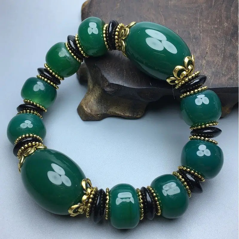 Tibetan Natural Agate Beads Bracelet Chalcedony Minimalist Jewelry