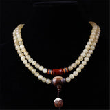 Tibetan Sheep Horn 108 Beads Bracelet Necklace Blood Silk Lobular Rosewood