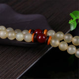 Tibetan Sheep Horn 108 Beads Bracelet Necklace Blood Silk Lobular Rosewood