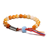 Tibetan OM Charm Red Weave Braided Bracelet Yellow Jade Quartz Beads Meditation