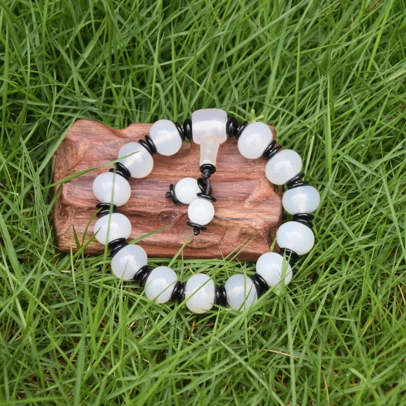 Tibetan Oblate 14*10mm Chalcedony Agate Bracelet