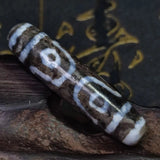 Tibetan Weathered Gray/White 7 Eyes Totem Agate Dzi Beads Necklace