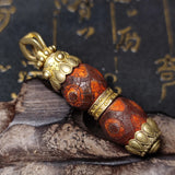 Tibetan Agate Dzi Beads Copper DIY Jewelry Pendant