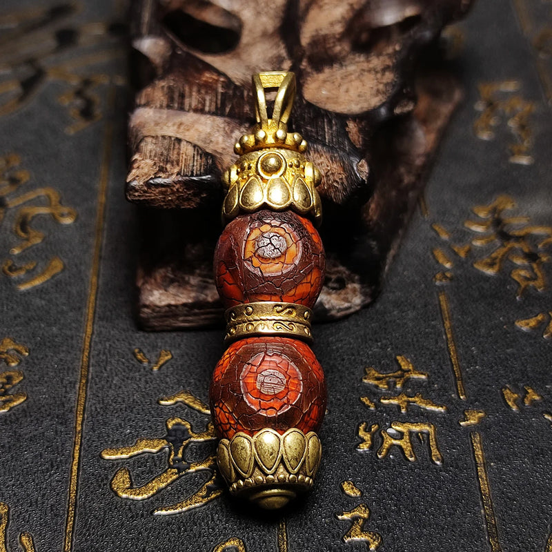 Tibetan Agate Dzi Beads Copper DIY Jewelry Pendant